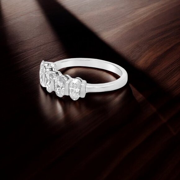 1.50 ctw Oval Moissanite 5-Stone Ring in 925 Sterling Silver - Picture 3 of 4